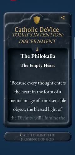 The Android Praywall rising with the day's intention and a Philokalia passage