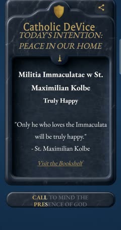 The Praywall holding a passage from St. Maximilian Kolbe while the countdown fills